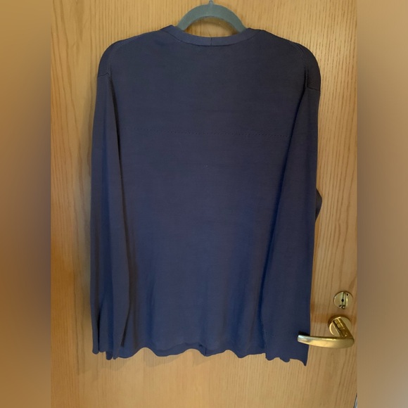 NWT DUE Per DUE 100% Silk V-Neck Button-Down Cardigan- Size 1X - Slate Blue - Picture 2 of 5